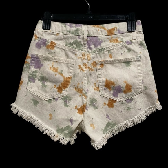 Wild Fable Highest Rise Button-fly Frayed Hem White Paint Splatter Shorts Size 2 - Picture 4 of 13